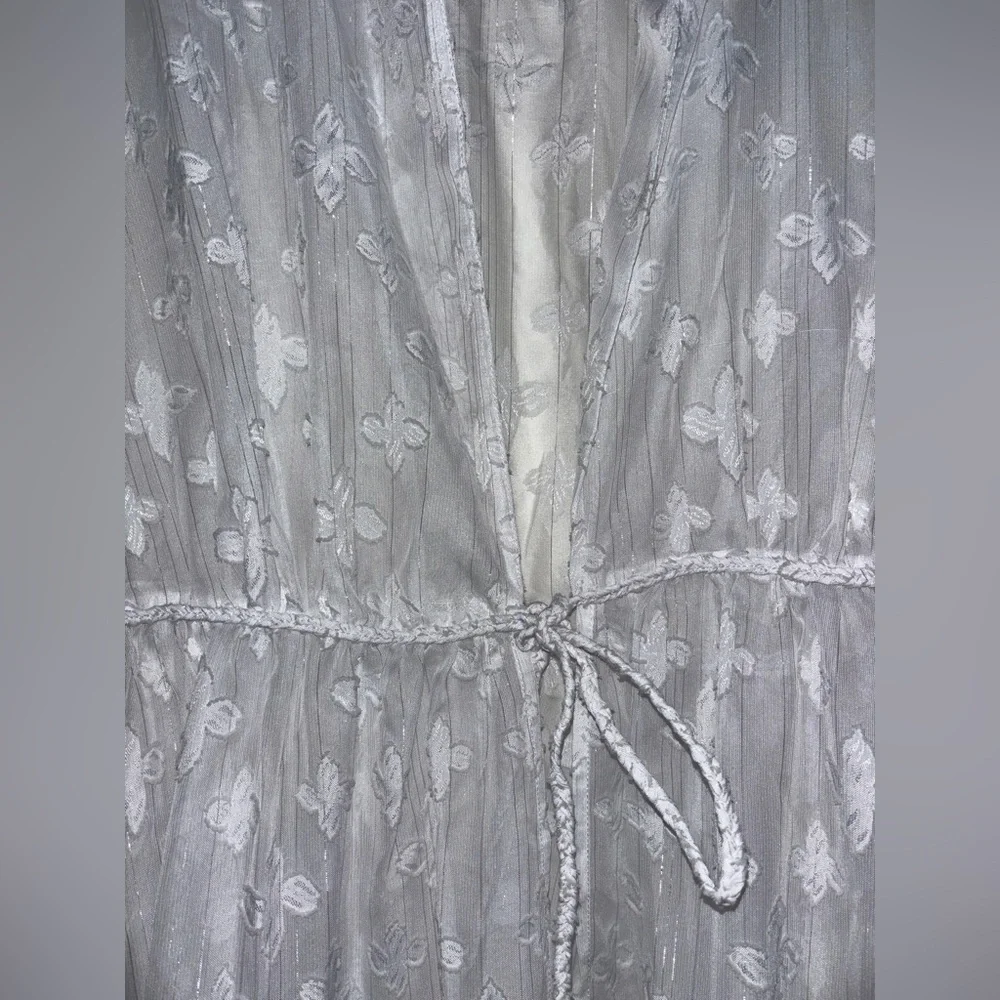 Kate & Mallory Embroided Floral White Cover Up Swim Midi Dress Women L/XL Resort